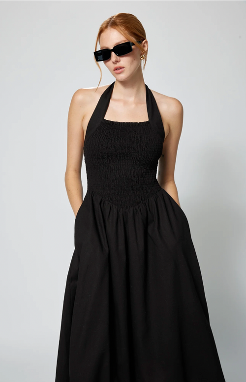 Linen Smocked Halter Dress