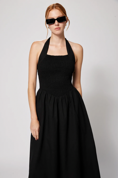 Linen Smocked Halter Dress
