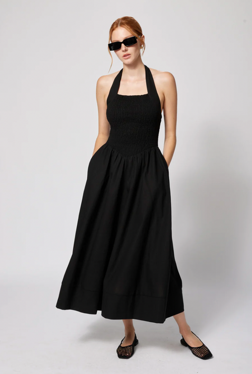 Linen Smocked Halter Dress