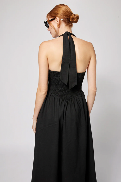 Linen Smocked Halter Dress