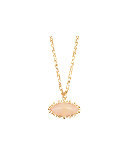 Rose Quartz Eye Pendant Necklace