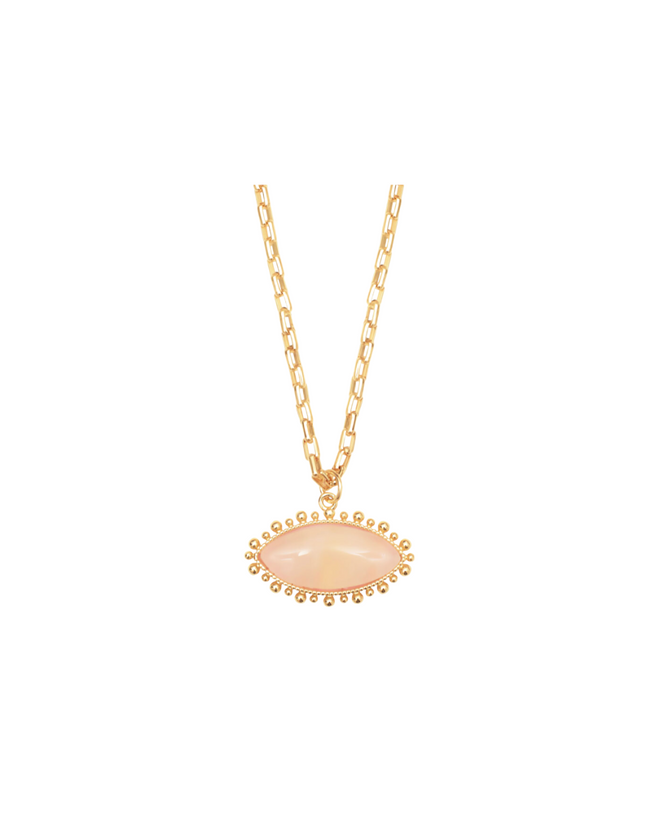 Rose Quartz Eye Pendant Necklace