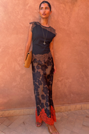 Black and Chocolate Lace Jersey Top
