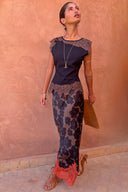 Black and Chocolate Lace Jersey Top