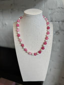 Hot Pink Quartz & Fresh Water Pearls Necklace
