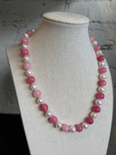Hot Pink Quartz & Fresh Water Pearls Necklace