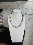 Blue and White Natural Agate Stone Necklace