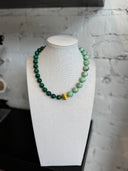 Malachite and Agate with Gold Bead Necklace