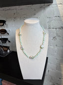 Green Angelite with Hand Painted Clay Cast Beads Necklace