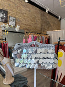 Knit Sequin Clutch Silver