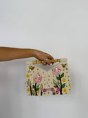 Garden Floral Bamboo Handle Clutch