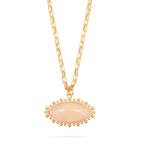 Rose Quartz Eye Pendant Necklace