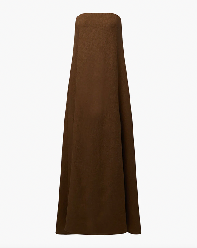 A-line Strapless Midi Dress