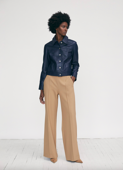 Pintuck Wide Leg Pant