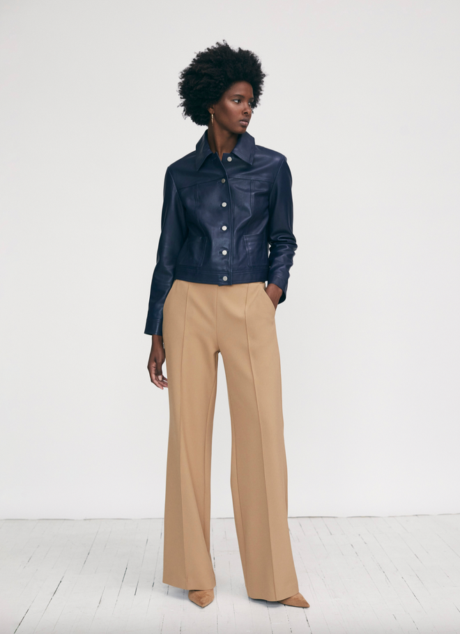 Pintuck Wide Leg Pant