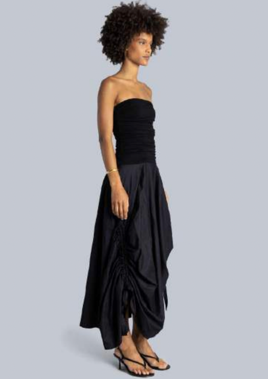 Off Shoulder Drawstring Midi Dress