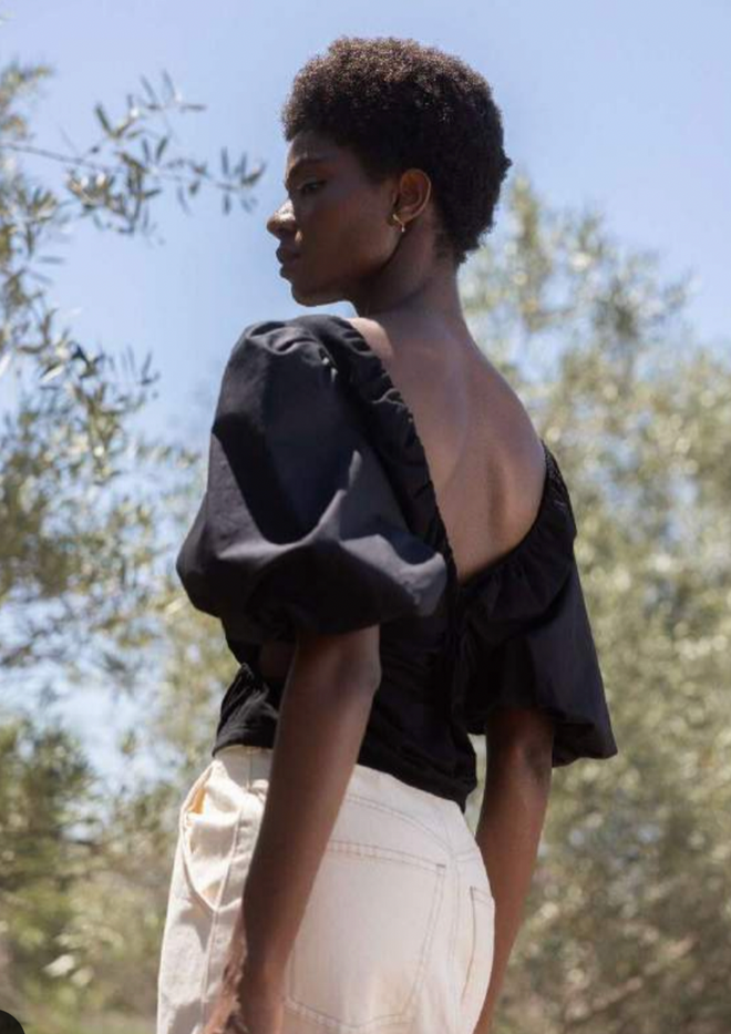 Cut-Out Drop Shoulder Blouse