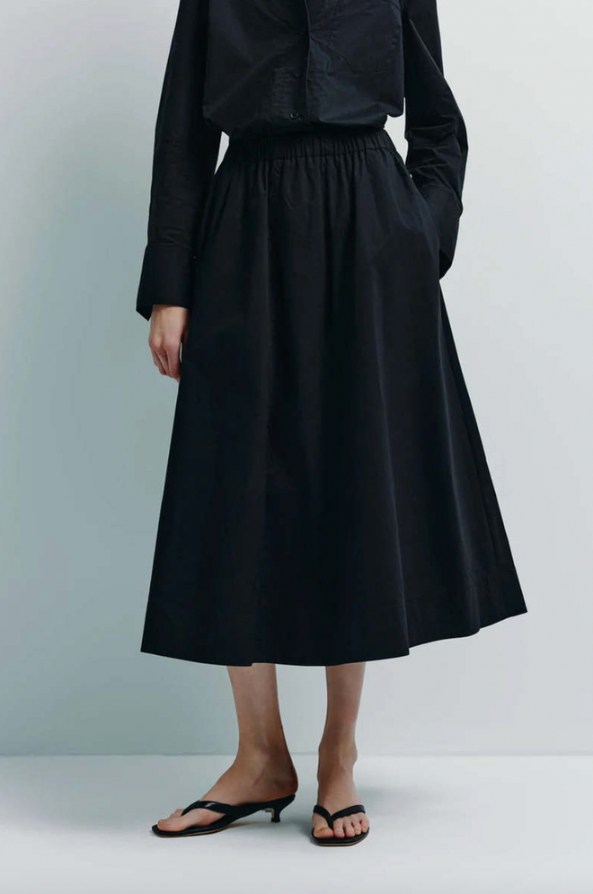 Andra Poplin Midi Skirt