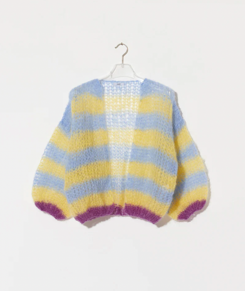 Mohair Stripes Light Bomber Cardigan