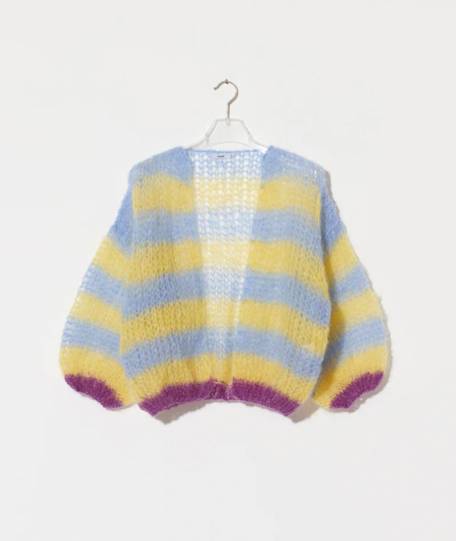 Mohair Stripes Light Bomber Cardigan
