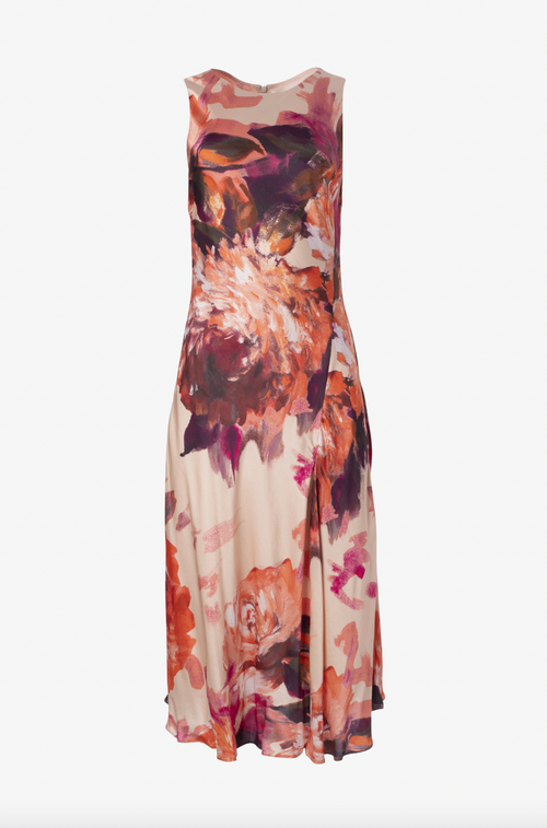 Long Shirred Floral Dress
