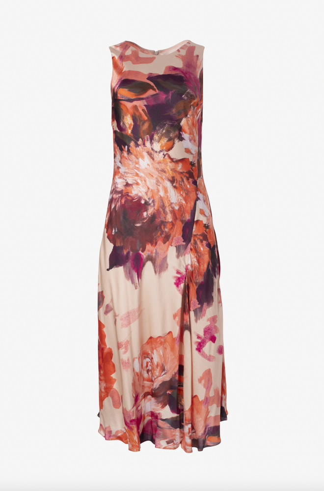 Long Shirred Floral Dress