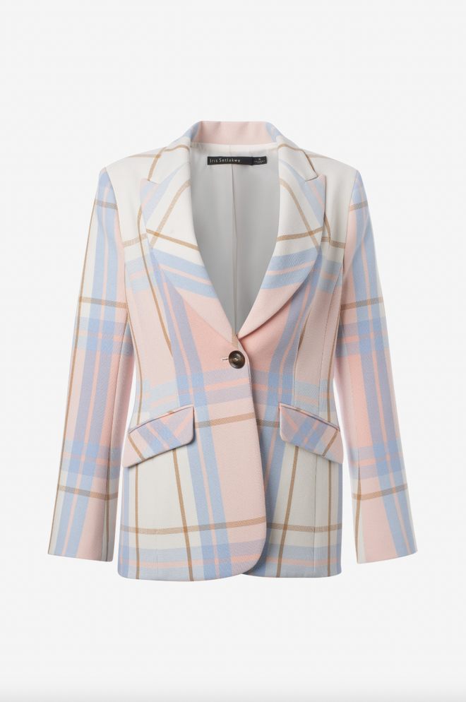 Single Button Trompet Sleeve Blazer