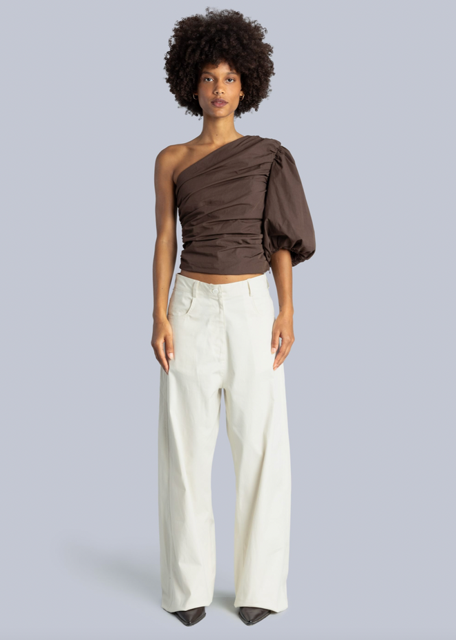 Poplin One Shoulder Top