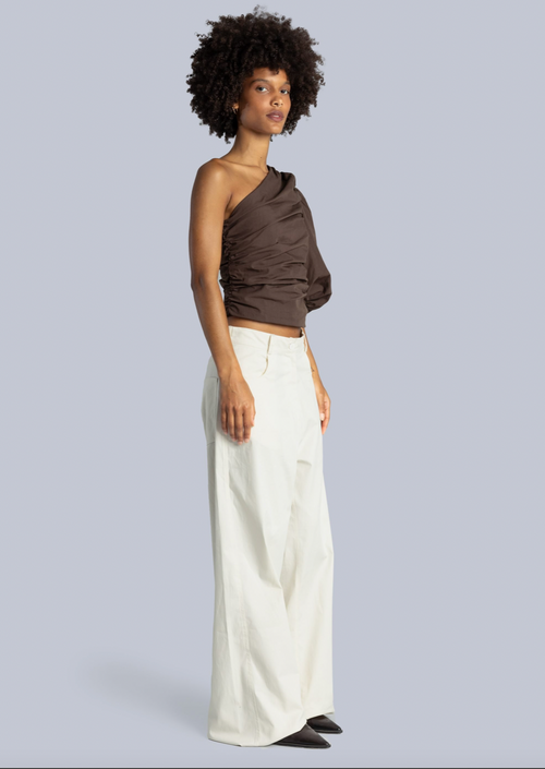 Poplin One Shoulder Top
