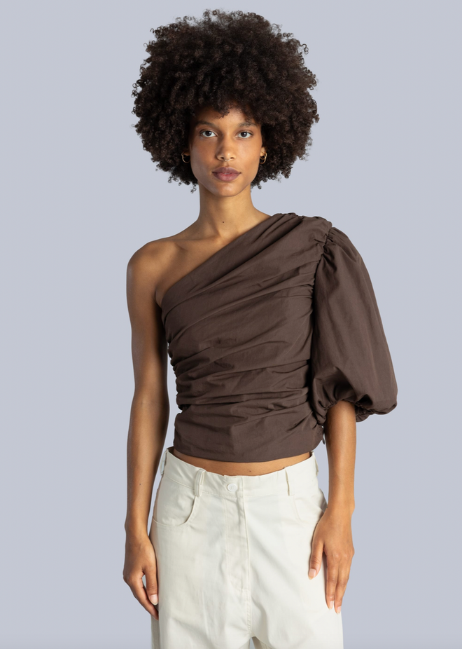 Poplin One Shoulder Top