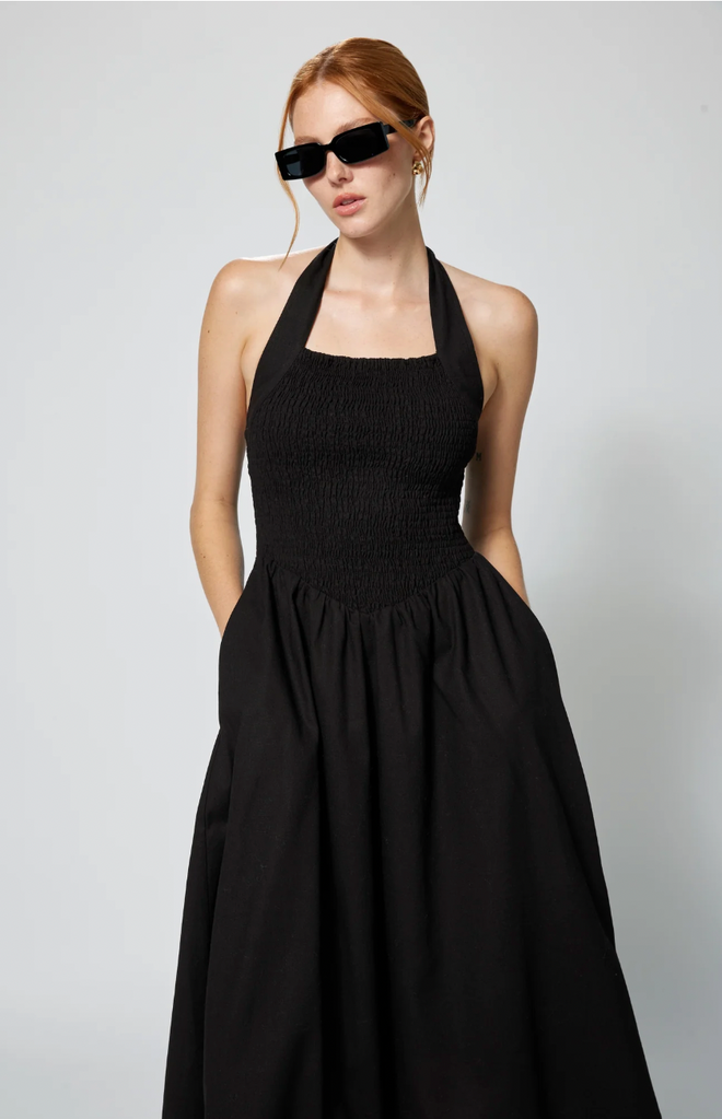 Linen Smocked Halter Dress