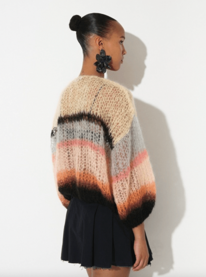 Mohair Bomber Cardigan Pastel, Light Stripes