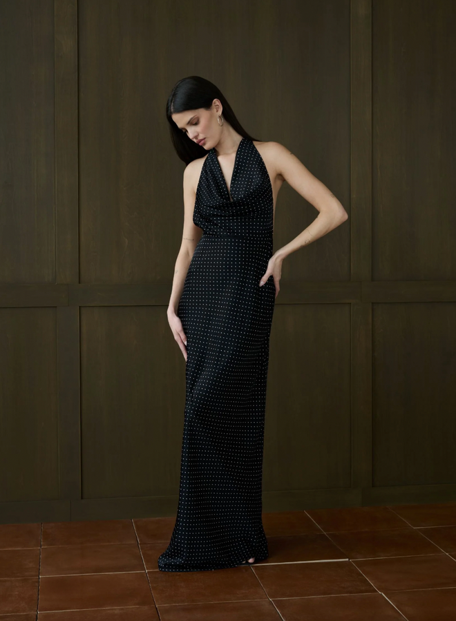 Cowl Halter Maxi Dress