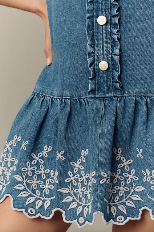Lana Mini Dress - Embroidered Denim