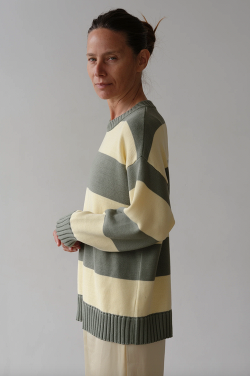 The Cotton Knit Stripe Crewneck Sweater