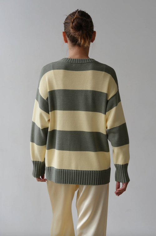 The Cotton Knit Stripe Crewneck Sweater