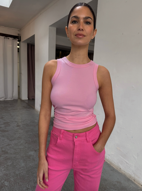 Pink Ribbed Tank