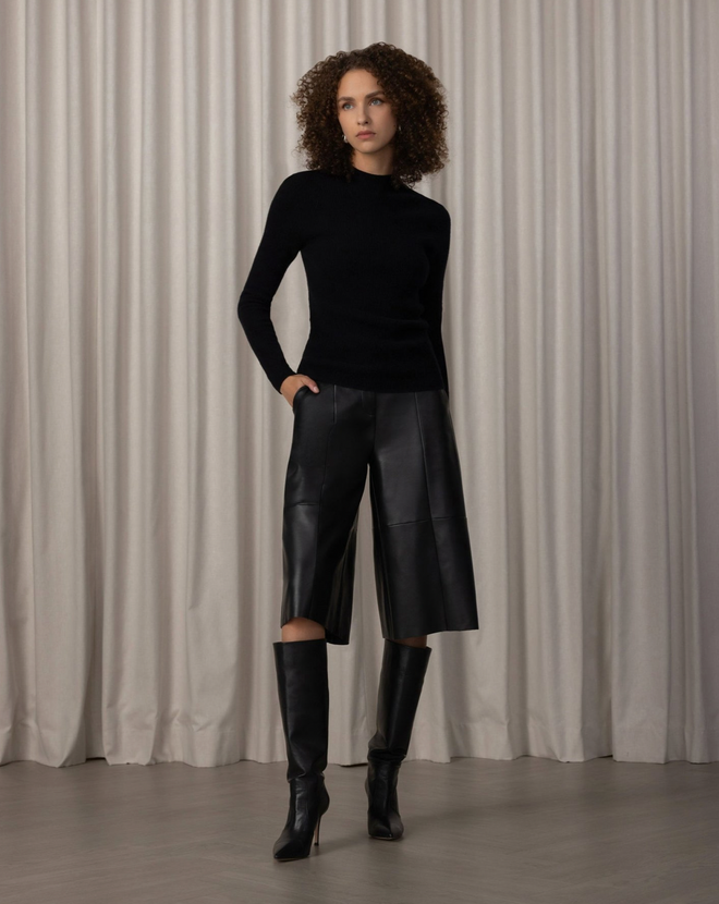 Ribbed Knit Mock-neck Sweater