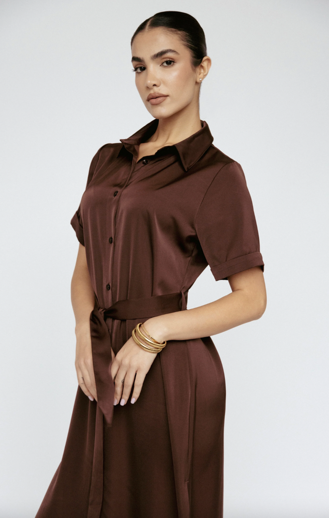 Satin Shirt Dress