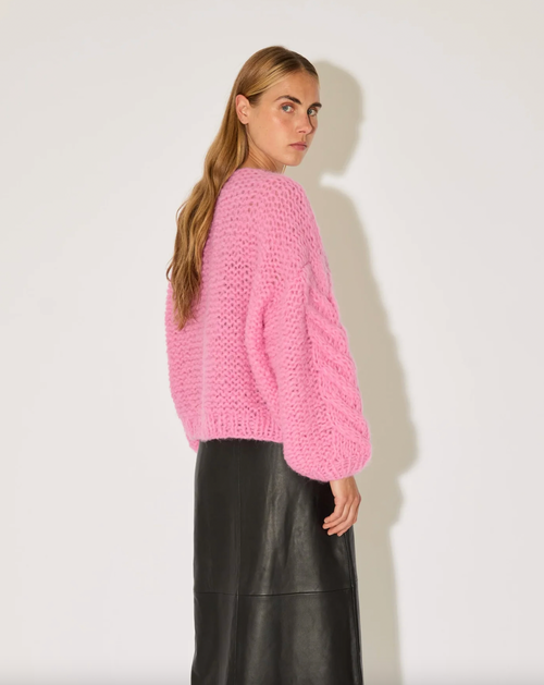 Fleecy Alpaca Cable Bomber Cardigan
