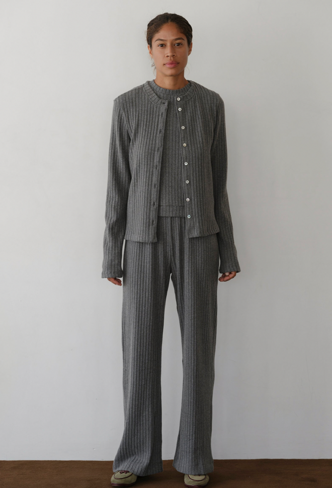 The Sweater Rib Simple Pant - Charcoal