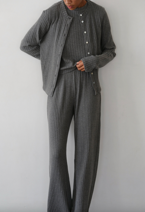 The Sweater Rib Simple Pant - Charcoal