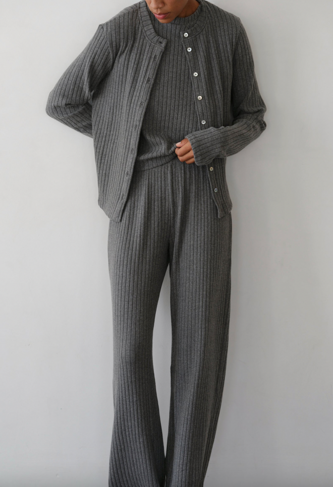 The Sweater Rib Simple Pant - Charcoal