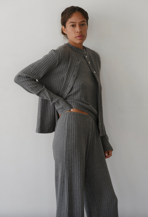 The Sweater Rib Simple Pant - Charcoal