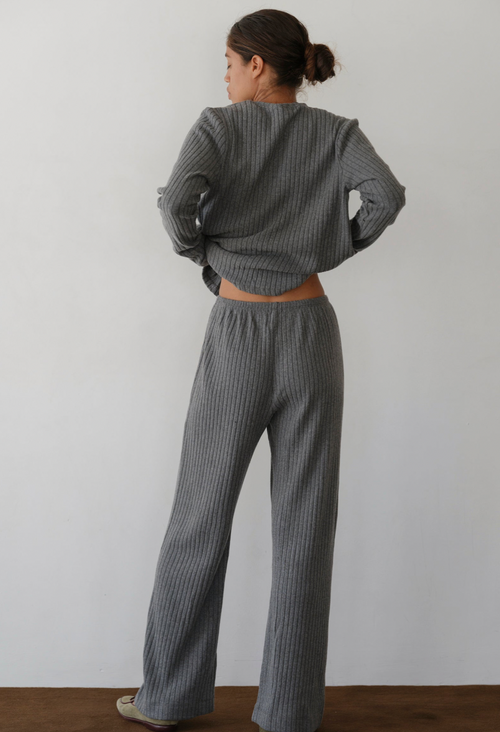 The Sweater Rib Simple Pant - Charcoal
