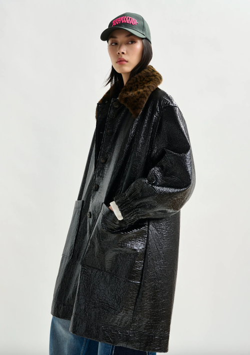 Iom Faux Fur Collar Coat