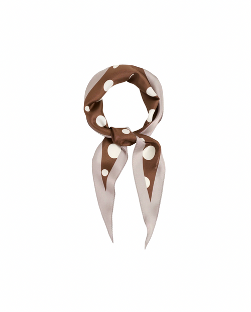 "Retro Polka" Silk Diamond Neckerchief - Coffee