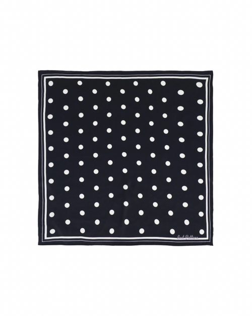 "Retro Polka" Silk Bandana Scarf - Black & White