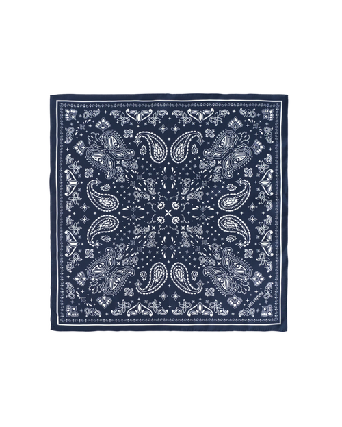 "Paisley" Silk Bandana Scarf - Midnight Blue