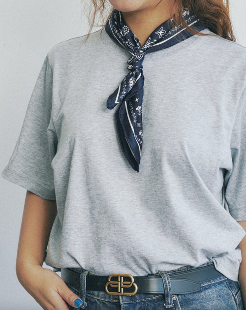 "Paisley" Silk Bandana Scarf - Midnight Blue